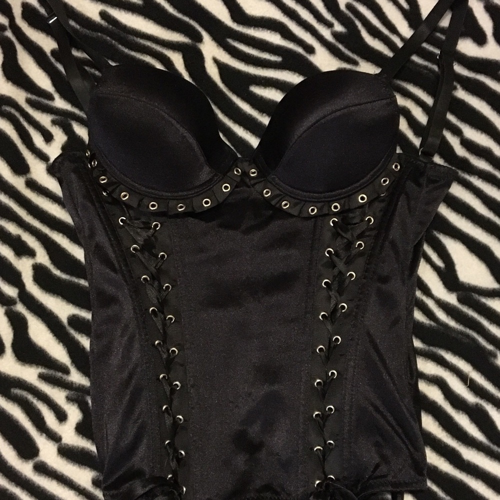 Black corset lingerie.